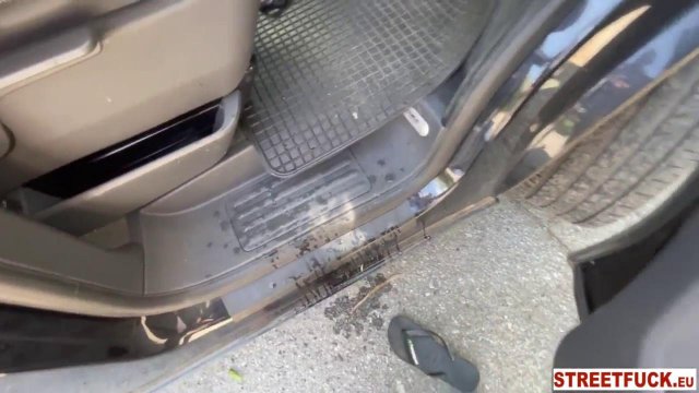 Трахает в машине блондинку с маленькими сиськами