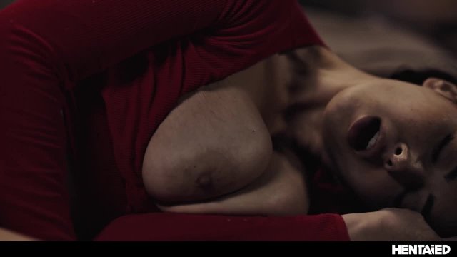 Превью Брюнетка с висячими сиськами любит чёрный дилдо № 44894